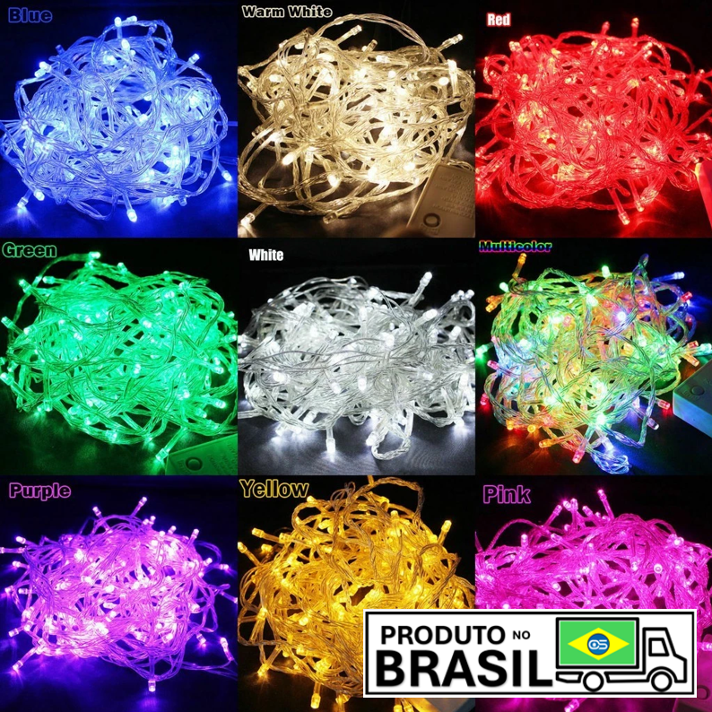 Pisca Pisca Cordão 100 Leds 10m 8 Funções 110v